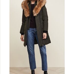 Mackage Olive Green Coat with Fur Trim